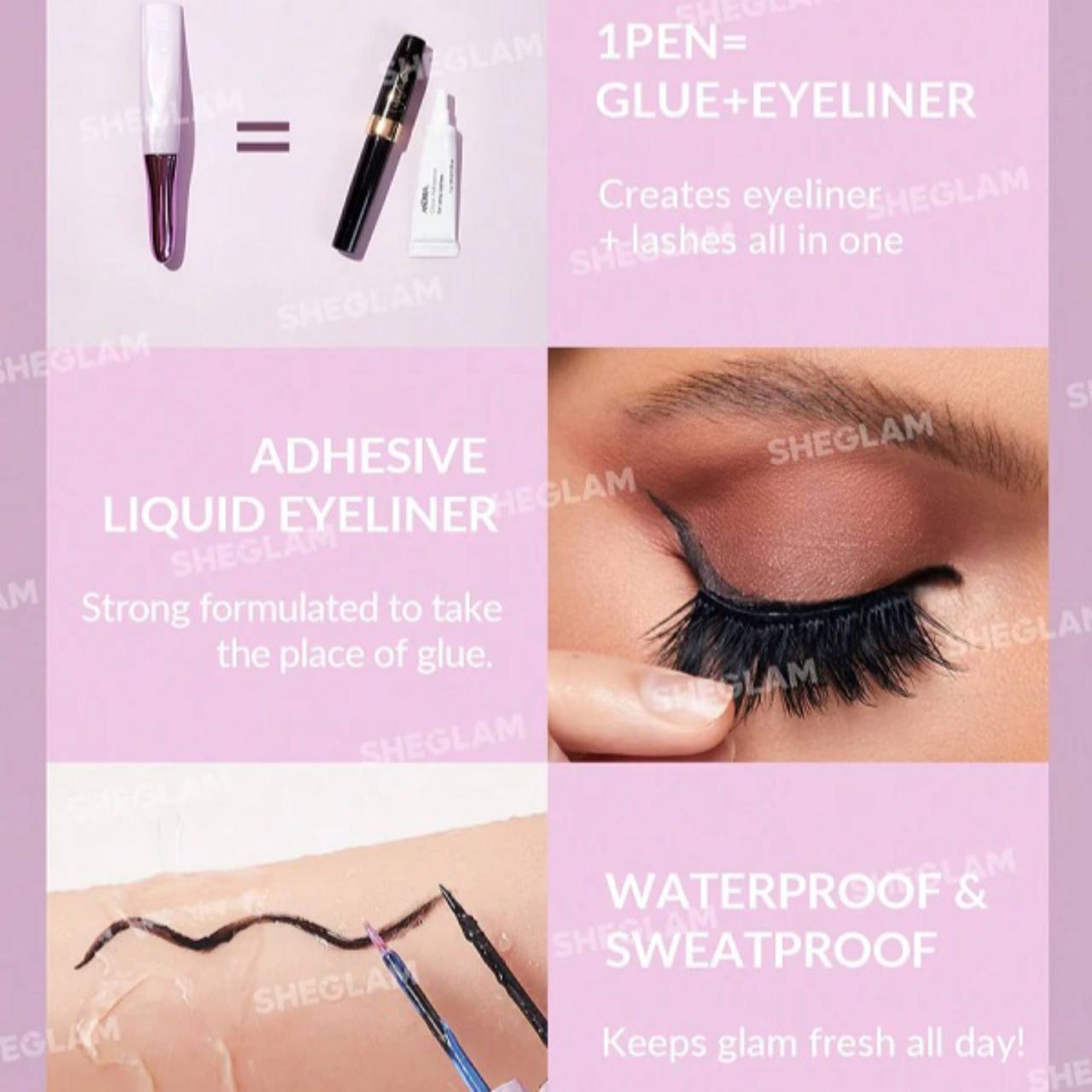 چسب مژه مصنوعی بی رنگ و خط چشمی مدل آل آیز آن یو شیگلم